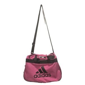 Bright Pink Black Adidas Gym Bag Full Zip Double Handles 17x11x10"